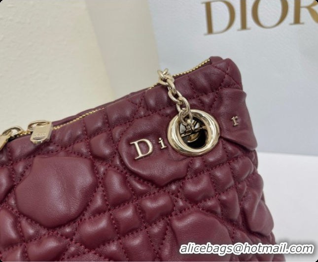 Grade Quality Dior Small Dior Milly-La-Forêt Bag in Black Puffy Macrocannage Calfskin D090406 Burgundy 2026
