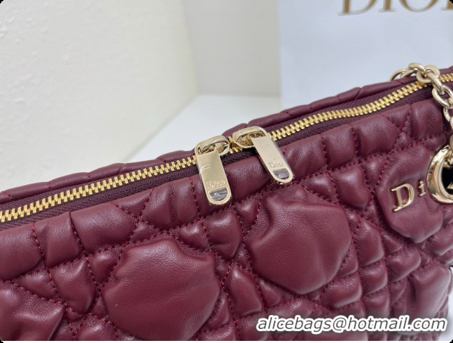 Grade Quality Dior Small Dior Milly-La-Forêt Bag in Black Puffy Macrocannage Calfskin D090406 Burgundy 2026