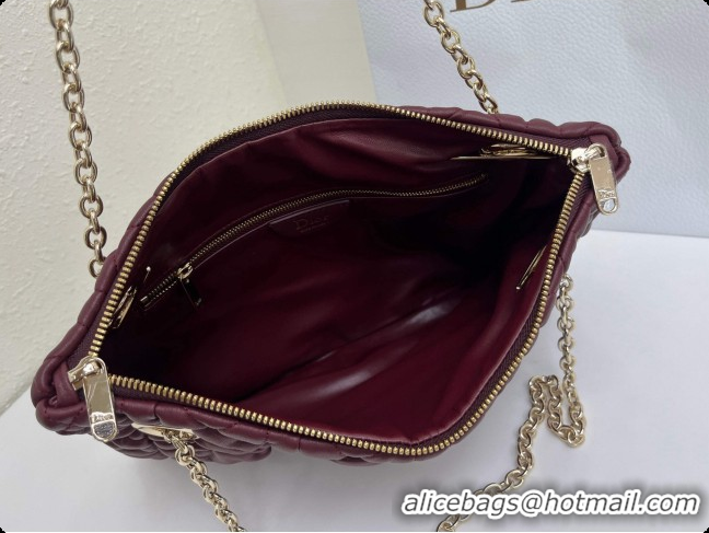 Grade Quality Dior Small Dior Milly-La-Forêt Bag in Black Puffy Macrocannage Calfskin D090406 Burgundy 2026