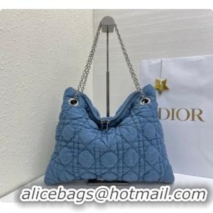 Duplicate Dior Medium Dior Milly-La-Forêt Bag in Puffy Macrocannage Denim D090409 Blue 2026