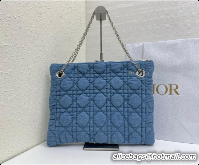 Duplicate Dior Medium Dior Milly-La-Forêt Bag in Puffy Macrocannage Denim D090409 Blue 2026