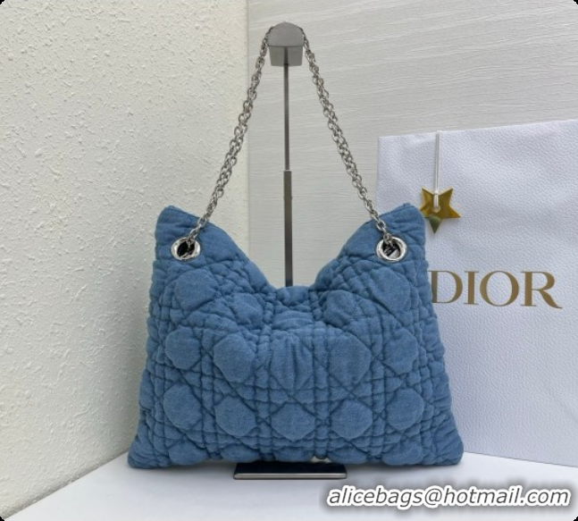 Duplicate Dior Medium Dior Milly-La-Forêt Bag in Puffy Macrocannage Denim D090409 Blue 2026