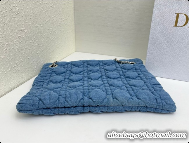 Duplicate Dior Medium Dior Milly-La-Forêt Bag in Puffy Macrocannage Denim D090409 Blue 2026