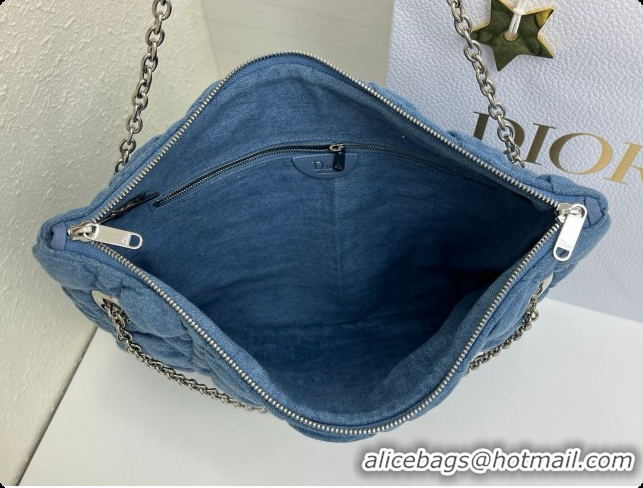 Duplicate Dior Medium Dior Milly-La-Forêt Bag in Puffy Macrocannage Denim D090409 Blue 2026