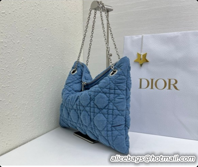 Duplicate Dior Medium Dior Milly-La-Forêt Bag in Puffy Macrocannage Denim D090409 Blue 2026