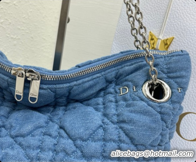 Duplicate Dior Medium Dior Milly-La-Forêt Bag in Puffy Macrocannage Denim D090409 Blue 2026