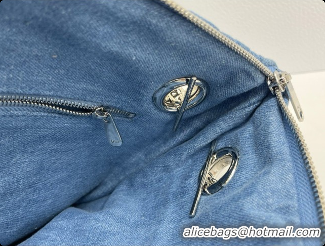 Duplicate Dior Medium Dior Milly-La-Forêt Bag in Puffy Macrocannage Denim D090409 Blue 2026