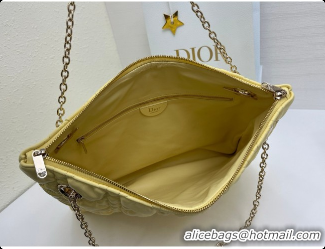 Luxury Dior Medium Dior Milly-La-Forêt Bag in Puffy Macrocannage Calfskin D090410 Yellow 2026