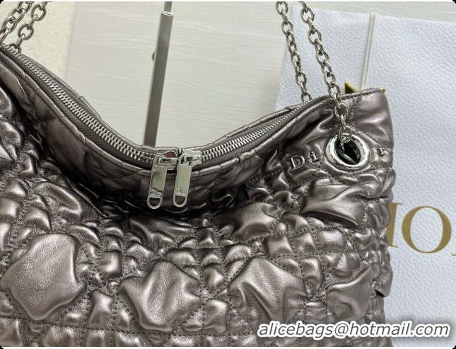 Hot Style Dior Medium Dior Milly-La-Forêt Bag in Puffy Macrocannage Calfskin D090411 Grey 2026