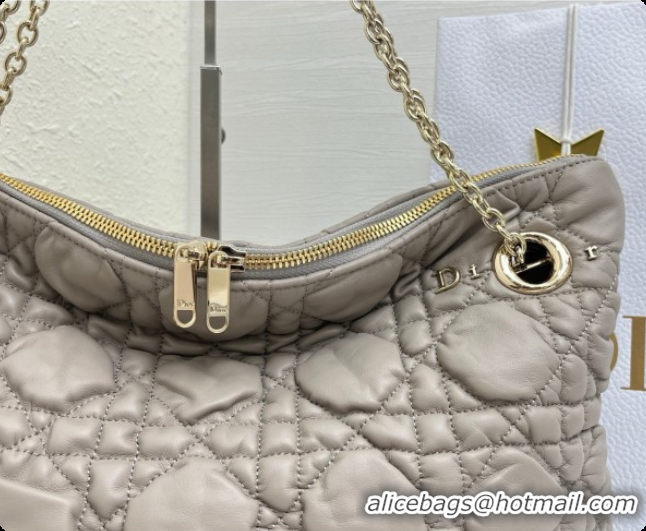 Low Price Dior Medium Dior Milly-La-Forêt Bag in Puffy Macrocannage Calfskin D090412 Light Grey 2026