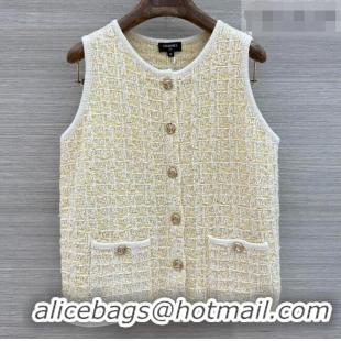 Classic Cheap Chanel Wool and Cotton Vest CH092912 Yellow/White 2026