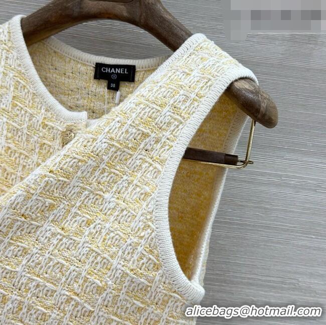 Classic Cheap Chanel Wool and Cotton Vest CH092912 Yellow/White 2026