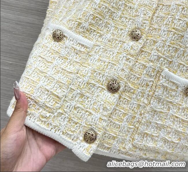 Classic Cheap Chanel Wool and Cotton Vest CH092912 Yellow/White 2026