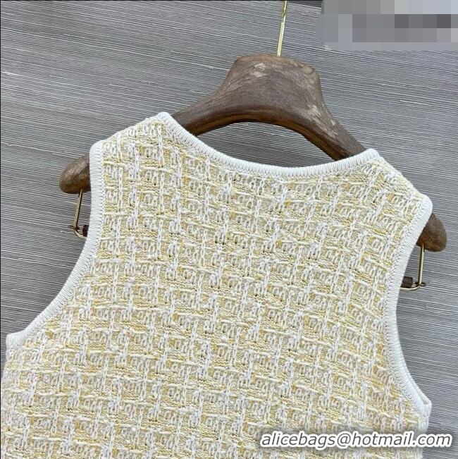 Classic Cheap Chanel Wool and Cotton Vest CH092912 Yellow/White 2026