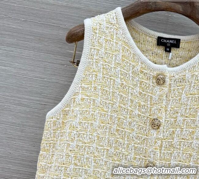 Classic Cheap Chanel Wool and Cotton Vest CH092912 Yellow/White 2026