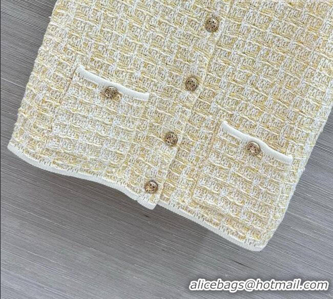 Classic Cheap Chanel Wool and Cotton Vest CH092912 Yellow/White 2026
