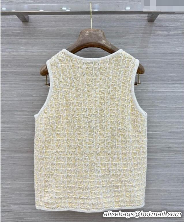 Classic Cheap Chanel Wool and Cotton Vest CH092912 Yellow/White 2026