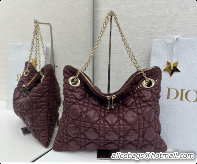 Stylish Dior Medium Dior Milly-La-Forêt Bag in Puffy Macrocannage Calfskin D090414 Burgundy 2026