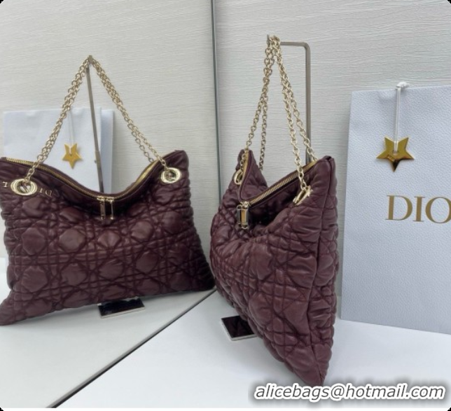 Stylish Dior Medium Dior Milly-La-Forêt Bag in Puffy Macrocannage Calfskin D090414 Burgundy 2026