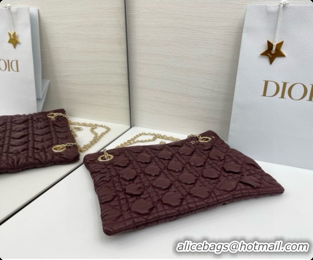 Stylish Dior Medium Dior Milly-La-Forêt Bag in Puffy Macrocannage Calfskin D090414 Burgundy 2026