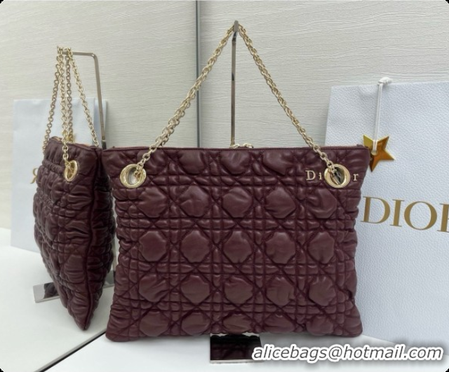 Stylish Dior Medium Dior Milly-La-Forêt Bag in Puffy Macrocannage Calfskin D090414 Burgundy 2026