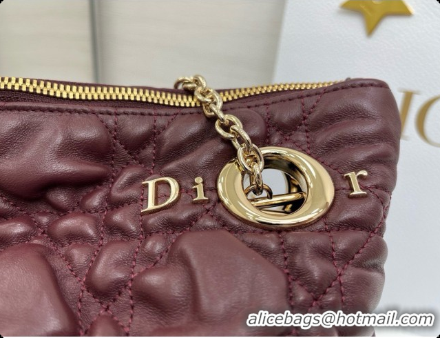 Stylish Dior Medium Dior Milly-La-Forêt Bag in Puffy Macrocannage Calfskin D090414 Burgundy 2026