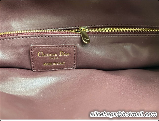 Stylish Dior Medium Dior Milly-La-Forêt Bag in Puffy Macrocannage Calfskin D090414 Burgundy 2026