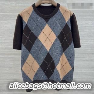 Inexpensive Prada Cashmere Short-sleeved Sweater P092920 Brown/Grey 2026