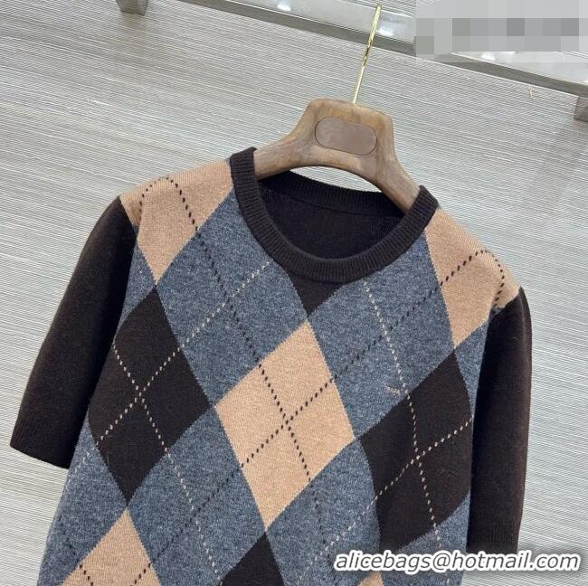 Inexpensive Prada Cashmere Short-sleeved Sweater P092920 Brown/Grey 2026