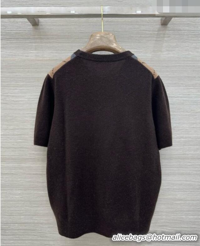 Inexpensive Prada Cashmere Short-sleeved Sweater P092920 Brown/Grey 2026