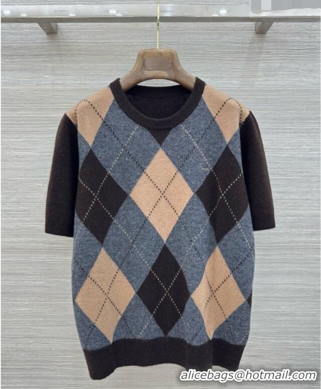 Inexpensive Prada Cashmere Short-sleeved Sweater P092920 Brown/Grey 2026