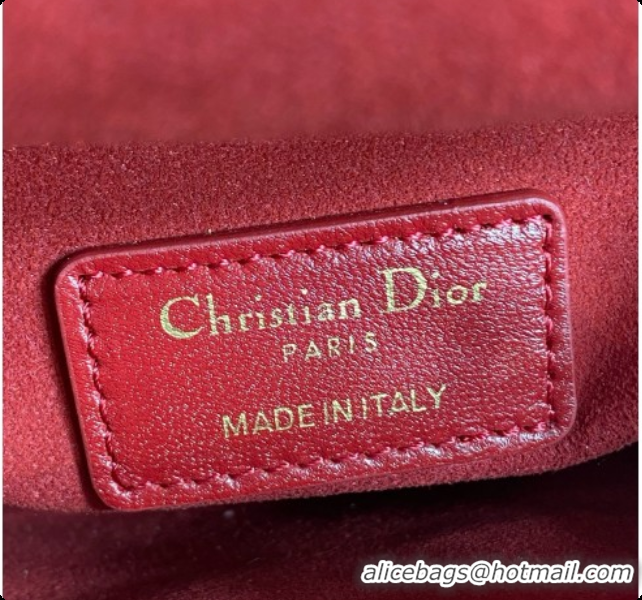 Grade Dior Mini Lady Dior Bag in Cannage Lambskin with Bow D090418 Deep Red 2026