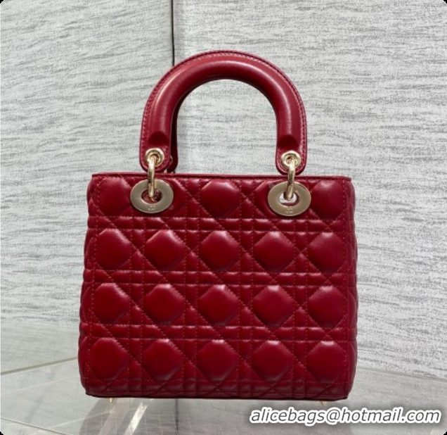 Best Grade Dior Small Lady Dior Bag in Cannage Lambskin with Bow D090419 Deep Red 2026