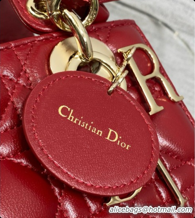 Best Grade Dior Small Lady Dior Bag in Cannage Lambskin with Bow D090419 Deep Red 2026