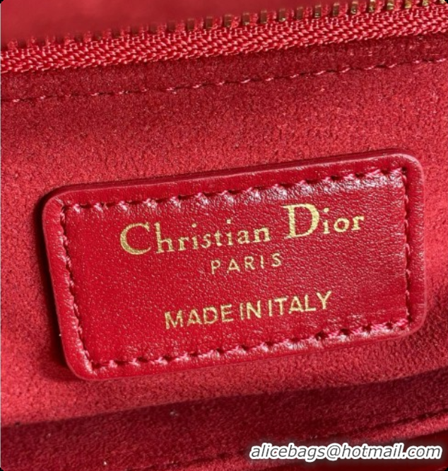 Best Grade Dior Small Lady Dior Bag in Cannage Lambskin with Bow D090419 Deep Red 2026