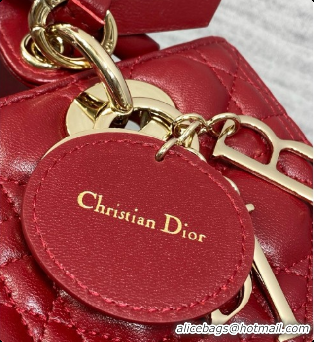 Buy Luxury Dior Medium Lady Dior Bag in Cannage Lambskin with Bow D090420 Deep Red 2026