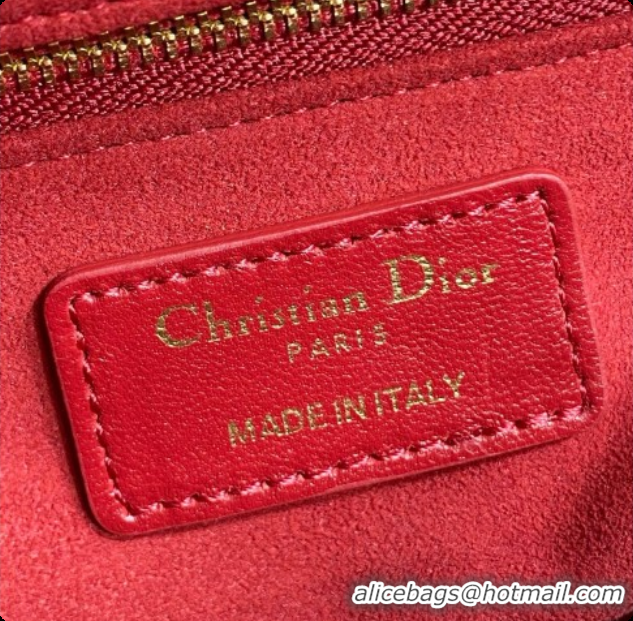 Buy Luxury Dior Medium Lady Dior Bag in Cannage Lambskin with Bow D090420 Deep Red 2026