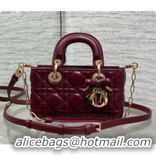 Top Grade Dior Mini Lady D-Joy Bag in Cannage Lambskin with Bow D090421 Burgundy 2026
