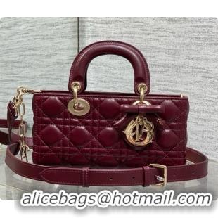 Best Product Dior Small Lady D-Joy Bag in Cannage Lambskin with Bow D090422 Burgundy 2026