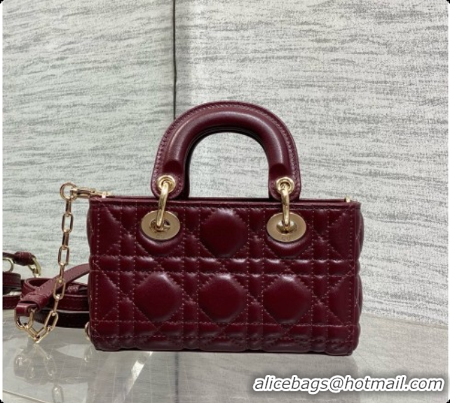 Best Product Dior Small Lady D-Joy Bag in Cannage Lambskin with Bow D090422 Burgundy 2026