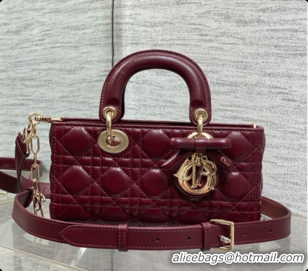 Best Product Dior Small Lady D-Joy Bag in Cannage Lambskin with Bow D090422 Burgundy 2026