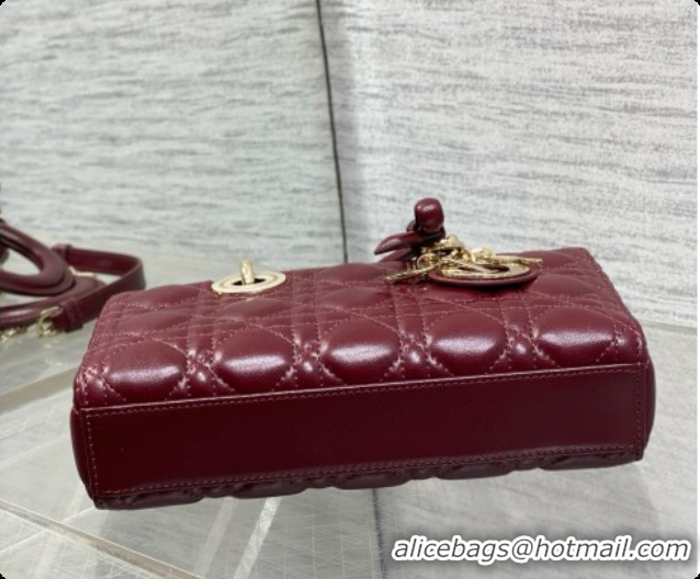 Best Product Dior Small Lady D-Joy Bag in Cannage Lambskin with Bow D090422 Burgundy 2026