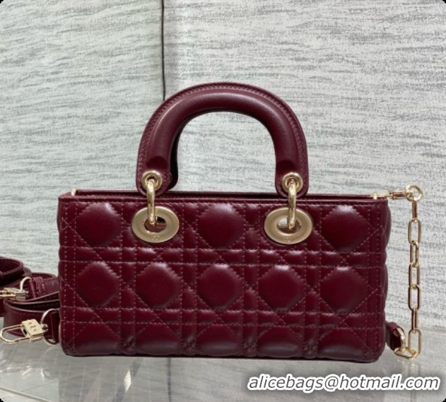 Best Product Dior Small Lady D-Joy Bag in Cannage Lambskin with Bow D090422 Burgundy 2026