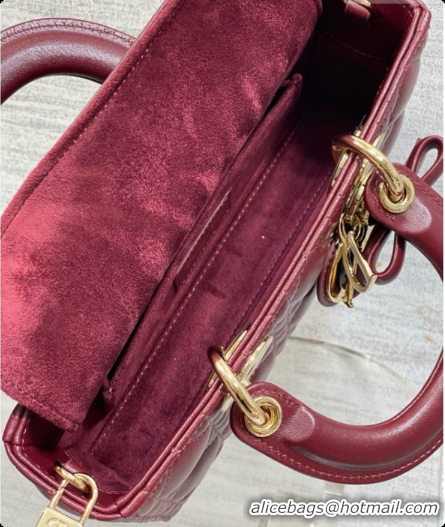 Best Product Dior Small Lady D-Joy Bag in Cannage Lambskin with Bow D090422 Burgundy 2026