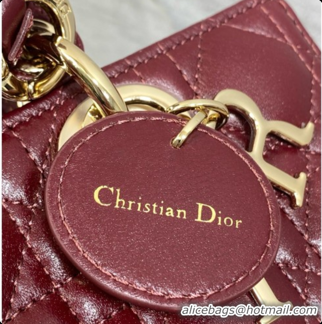 Best Product Dior Small Lady D-Joy Bag in Cannage Lambskin with Bow D090422 Burgundy 2026