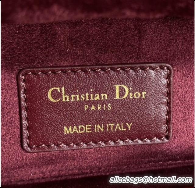 Best Product Dior Small Lady D-Joy Bag in Cannage Lambskin with Bow D090422 Burgundy 2026
