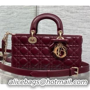 Popular Style Dior Medium Lady D-Joy Bag in Cannage Lambskin with Bow D090423 Burgundy 2026
