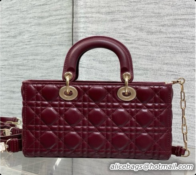 Popular Style Dior Medium Lady D-Joy Bag in Cannage Lambskin with Bow D090423 Burgundy 2026