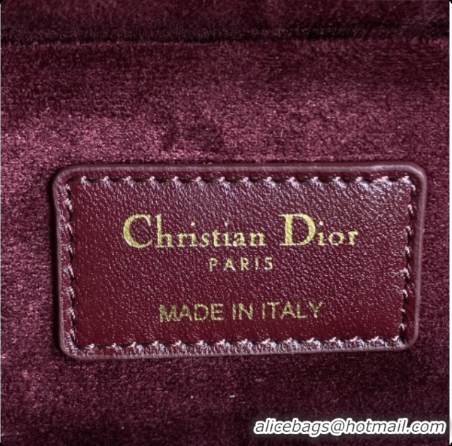 Popular Style Dior Medium Lady D-Joy Bag in Cannage Lambskin with Bow D090423 Burgundy 2026