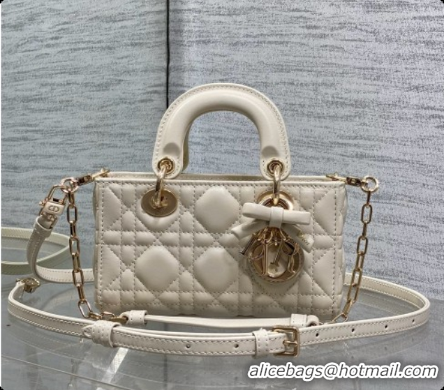 Good Quality Dior Mini Lady D-Joy Bag in Cannage Lambskin with Bow D090424 White 2026